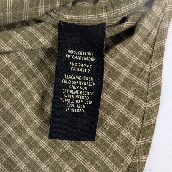RedHead Olive Green Plaid 100% Cotton Large Short Sleeve Button Up Outdoor Shirt - Picture 5 of 5